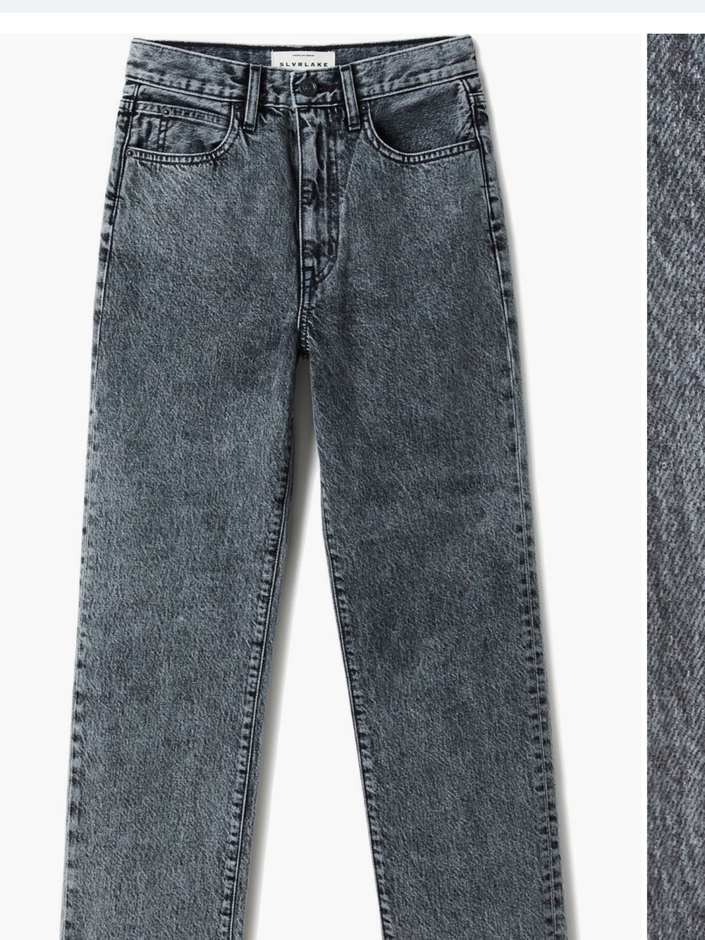 SLVRLAKE High-Rise Cropped Straight Jeans in Acid Wash Gray 27